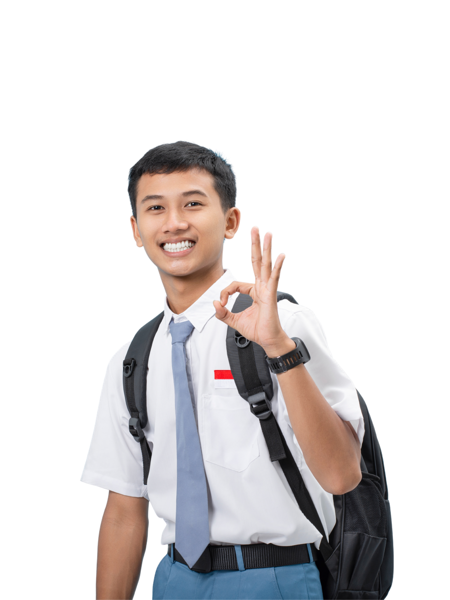 Smiling student holding books